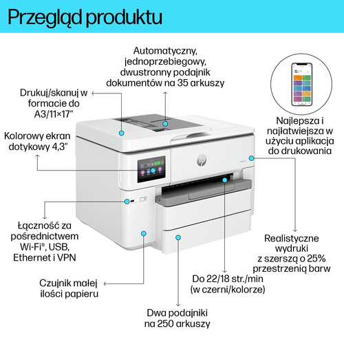 Urządzenie wielofunkcyjne atramentowe HP OfficeJet Pro 9730e 537P6B