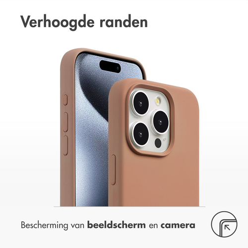 Accezz Liquid Silicone Backcover met MagSafe voor Apple iPhone 15 Pro Telefoonhoesje Bruin, afbeelding 3