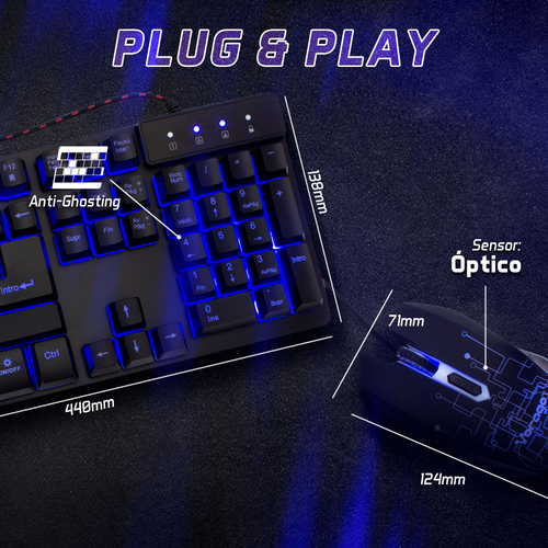 Kit de Teclado y Mouse Gaming VORAGO KM-500