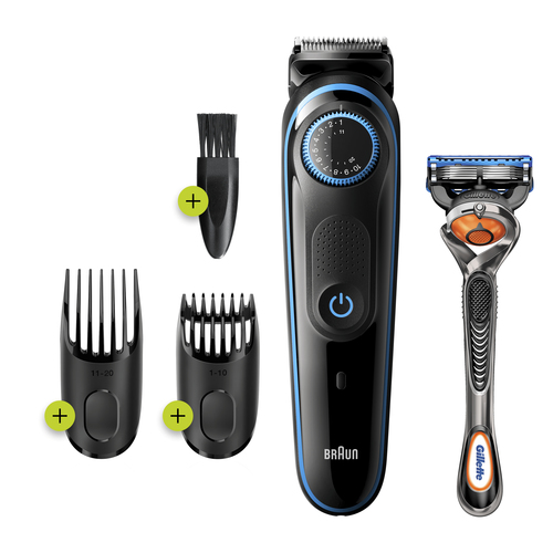 Braun Beard Trimmer BT5240 MenTrimmer & Hair Clipper, 39 Length Settings, Black/Blue
