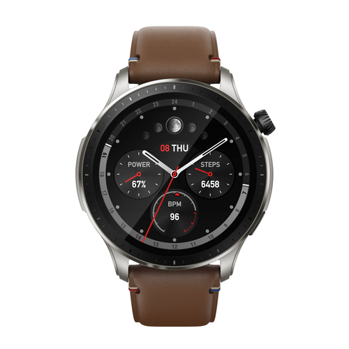 Amazfit GTR 4 Vintage Brown Leather 3,63 cm (1.43") AMOLED 46 mm Цифровой 466 x 466 пикселей Сенсорный экран Коричневый GPS (спутниковый)
