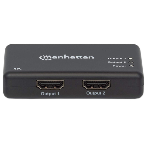 Manhattan Splitter HDMI de 2 puertos, 4K@30 Hz, duplica la salida de 1 fuente HDMI a 2 pantallas (misma señal en ambas), alimentado por CA (cable 0,9 m), negro, garantía 3 años imagen 3