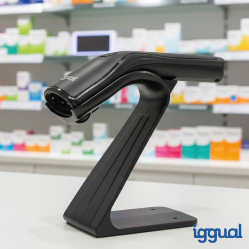 iggual Lector código barras 2D USB botón soporte