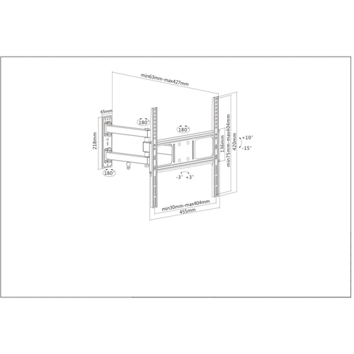 Manhattan Soporte para TV, de pared, movimiento articulado, pantallas curvas o planas de 32" a 55" de máximo 35 kg imagen 4