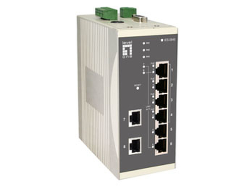 LevelOne 4 x 802.3af PoE + 4 FE Web Smart Switch -10 ~ 60C, DIN-rail