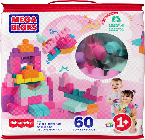 Mattel First Builders - Big Building Bag (Roze), 60 stuks Constructiespeelgoed, afbeelding 6