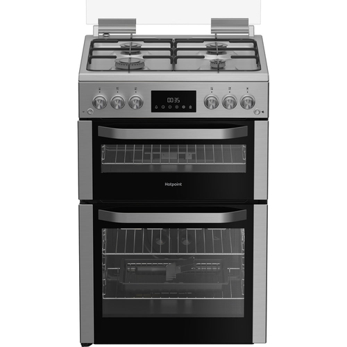 Hotpoint HDG6GDCX 60cm wide Double Oven Gas Cooker - Stainless Steel - image 1