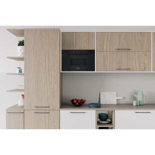 Indesit IM K12 Buk 22 Litre 38cm High, Built In Small Microwave with Grill - Black - image 6