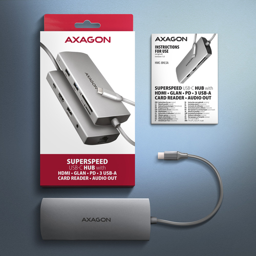 AXAGON SuperSpeed USB-C Hub USB-Hubs - USB 32 - 9 - Grau – Foto 9 von 10