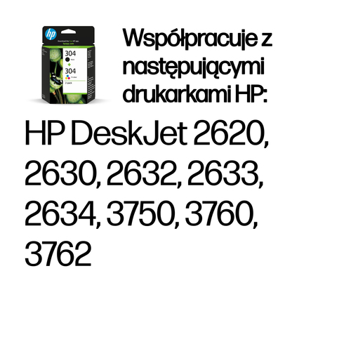 Oryginalny wkład tusz HP 304 zestaw czarny + trójkolorowy CMYK 3JB05AE