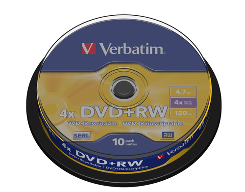Verbatim - 10 x DVD+RW - 4.7 GB (120min) 4x - sølvmatteret - spindle