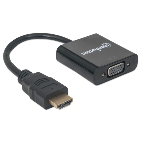Manhattan Cable convertidor HDMI a VGA, 1080p, 30 cm, macho a hembra, entrada de alimentación Micro-USB (si se requiere), negro, garantía 3 años, equivalente a HD2VGAE2 imagen 2