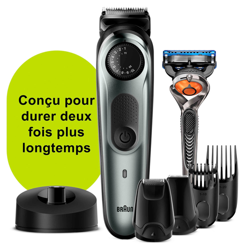 Braun Beard Trimmer BT7240 Men Trimmer & Hair Clipper, 39 Length Settings, Black/Grey Metal – image 3