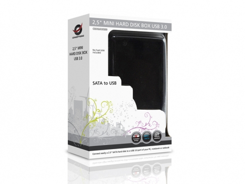 Conceptronic Grab'n'Go Collection 2,5" Harddisk Box Mini USB 3.0 CHD2MUSB3B - Storage enclosure, afbeelding 5