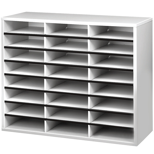 CONVENIENT 24-COMPARTMENT SORTER KEEPS LETTER SIZE LITERATURE, MAIL, FORMS, OR O