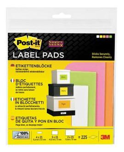 3M Super Sticky pašlīpošs piezīmju papīrs Cits Daudzkrāsains 225 lapas Pašlīmējošs
