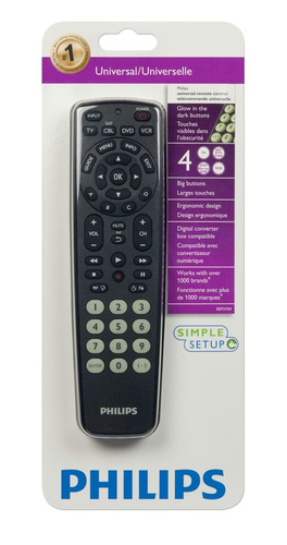 Philips SRP2104/27 télécommande DVD/Blu-ray, SAT, TV, VCR Appuyez sur les boutons 1
