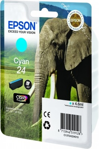 Original Epson 24 Cyan Ink Cartridge 360 pages - image 1