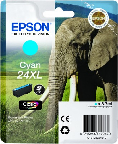 Original Epson 24XL Cyan Ink Cartridge 740 pages - image 2