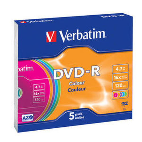 Verbatim DVD-R Colour 16x, 5pk 4,7 GB 5 tk