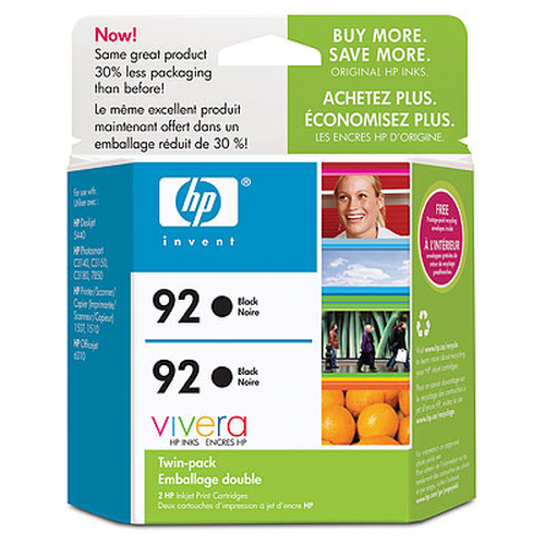 HP 92 2-pack Black tindikassett 2 tk Originaal Must