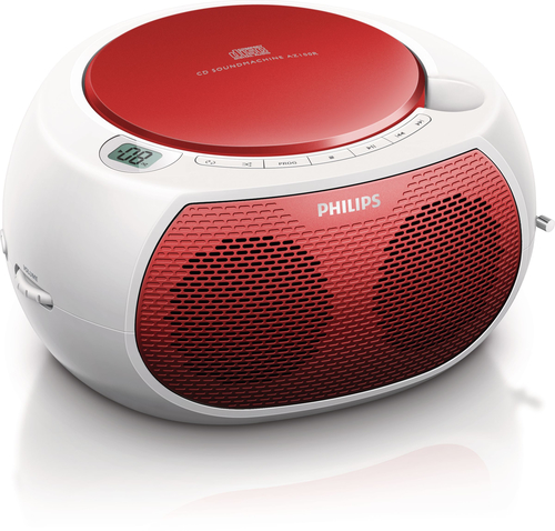 Philips AZ100R/12 kaasaskantav stereosüsteem Analoog 2 W FM Punane, Valge MP3 taasesitus