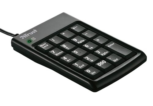 Trust Numeric Keypad & USB Hub KP-1200p klaviatuur Must