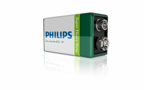 Philips Super Heavy Duty 6F22L2D/27 majapidamispatarei Ühekordne patarei 9V Tsinksüsinik