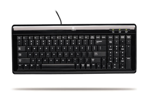Logitech Ultra-Flat Keyboard klaviatuur USB + PS/2 QWERTY Must