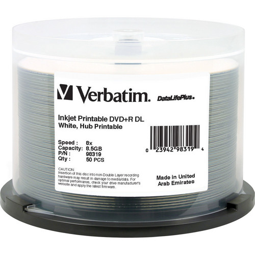 DVD+R DL 8.5GB 8X INKJET PRINTABLE 50PK