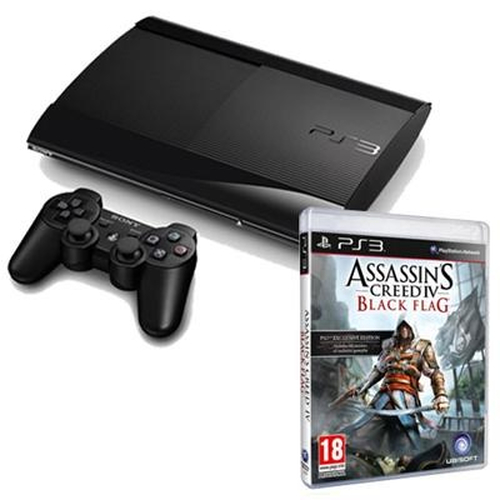Sony PS3 500 GB + Assassin's Creed IV Black Flag Wi-Fi Juoda