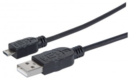 Manhattan 1.8m USB 2.0-A/USB 2.0 Micro-B USB kabelis 1,8 m USB A Micro-USB B Juoda