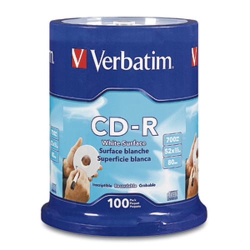 VERBATIM - CD-R - 700 MB - 52X (MAX) - 5.25INCH - WHITE - SPINDLE - STORAGE MEDI