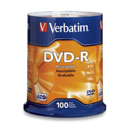 VERBATIM AZO DVD-R 4.7GB 16X WITH BRANDED SURFACE-100PK SPINDLE
