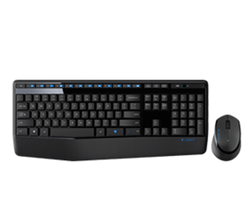 Logitech Desktop MK345 Wireless Comfort [US/EU] black für Rechtshänder, Handballenauflage