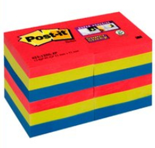3M 622-12SS-JP iseliimuv märkmepaber Nelinurkne Sinine, Punane, Kollane