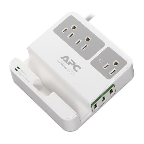 P3U3 ESTACION DE CARGA SURGEARREST APC P3U3 COLOR BLANCO 3 NEMA 5-15R Y 3 PTOS USB 5V/2.1ATOTAL 1080 JOULES 60Hz UPC 731304315193