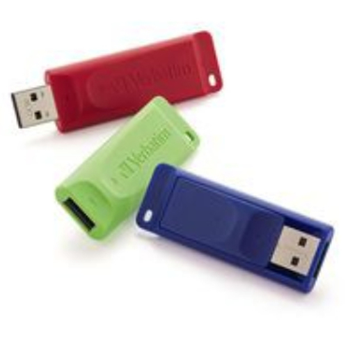 8GB STORE N GO USB FLASH DRIVE - 3PK - RED, GREEN, BLUE