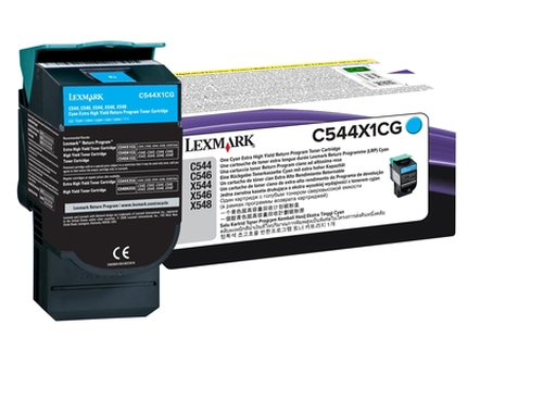 C544X1CG Tóner Lexmark C544N Alto Rendimiento Retornable Color Cian C544X1CG