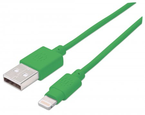 394215 CABLE ILYNK LIGHTNING MANHATTAN (8P A USB) VERDE 1.0 MTS 394215