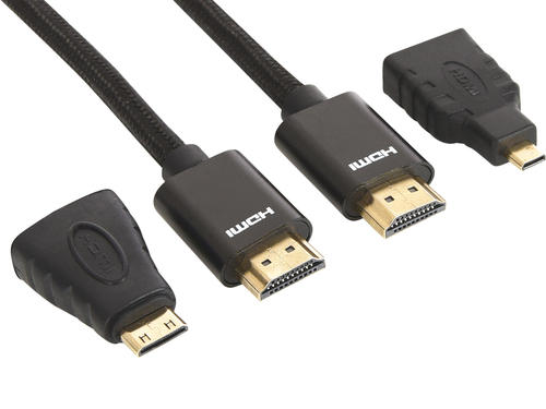 Sandberg Excellence HDMI 19M+Micro+Mini HDMI-kaabel 2 m HDMI tüüp A (Standard) Must