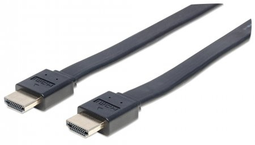 Cable Manhattan HDMI M-M Plano Alta Velocidad con Canal Ethernet 3m Color Negro - 391498