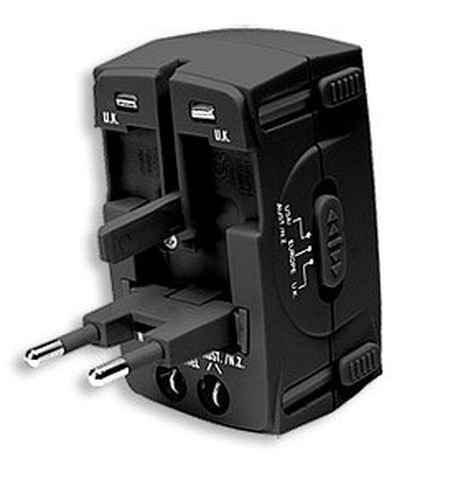 Manhattan Adaptador Universal toiteadapter ja vaheldi Must