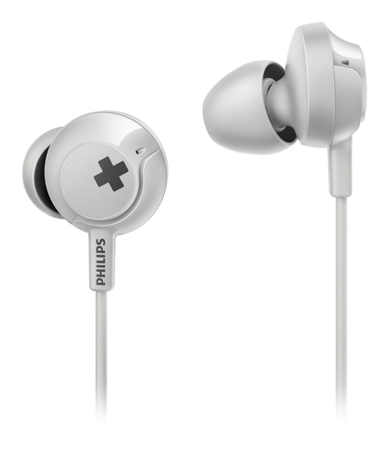 SHE4305WT/00 Philips BASS SHE4305WT - Earphones with mic - in-ear - wired - 35 mm jack - noise isolating - white