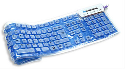 Manhattan Roll-Up klaviatūra USB + PS/2 QWERTY Mėlyna