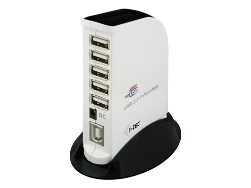 i-tec USBHUB7 jaotur 480 Mbit/s Must, Valge