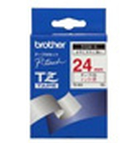 Brother Gloss Laminated Labelling Tape - 24mm, Red/White markeerimisteip TZ