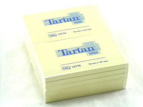 3M Post-it Tartan 127 x 76mm (12 x 100) kleebisetikett Kollane 12 tk