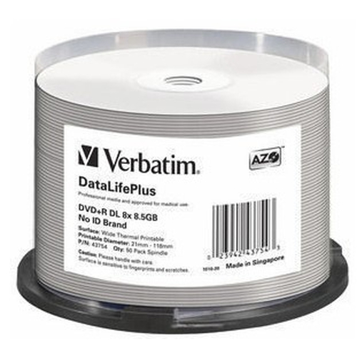 DVD+R DL 8.5GB 8X, WHITE WIDE THERMAL PRINTABLE, 50PK SPINDLE (EVEREST, TEAC COM