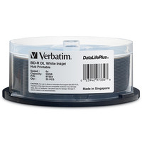 BD-R DL 50GB 8X, WHITE LABEL, DATALIFE+, WHITE INKJET HUB PRINTABLE, 25PK SPINDL